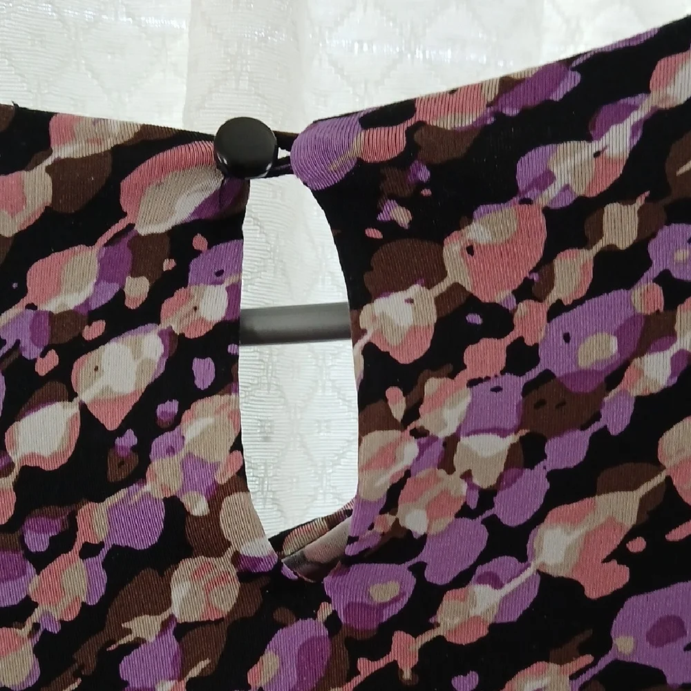 Worthington Purple and Blush Dot Cowl-Neck Blouse - Picture 6 of 8